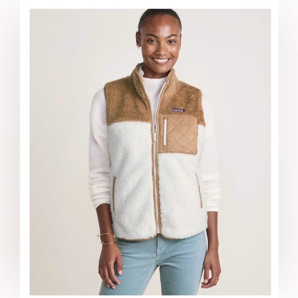 Vineyard Vines Colorblock Heritage Highpile Full Zip Vest